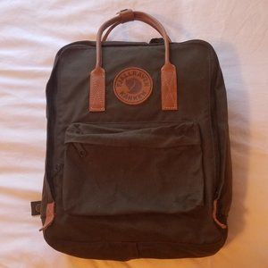 Fjallraven Kanken No. 2 green and leather backpack
